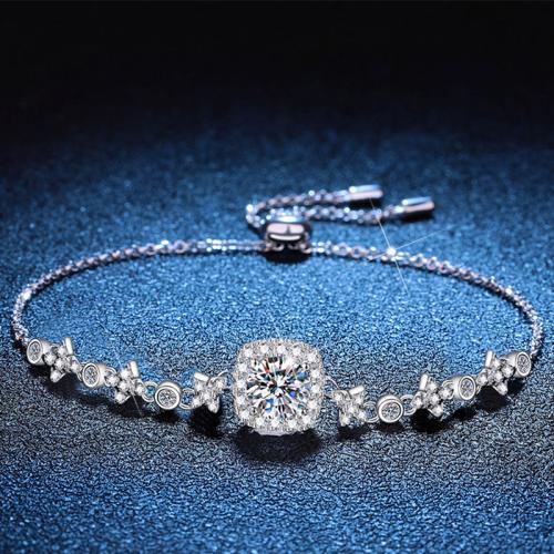 925 Sterling Silver Bracelet, with 1.2inch extender chain, platinum plated, different materials for choice & for woman, Length:Approx 6.3 Inch, Sold By PC