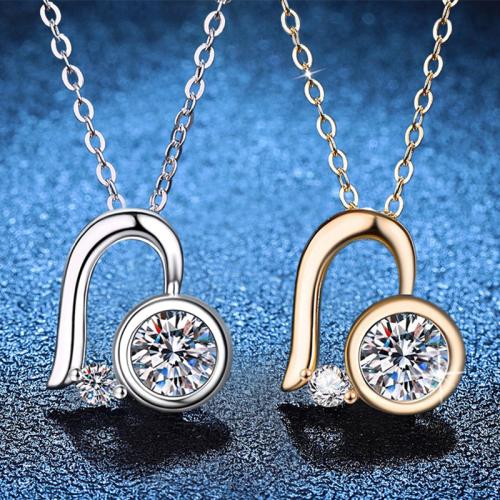 925 Sterling Silver Necklace, with Moissanite, with 2inch extender chain, Heart, cross chain & for woman, more colors for choice, Length:Approx 15.7 Inch, Sold By PC