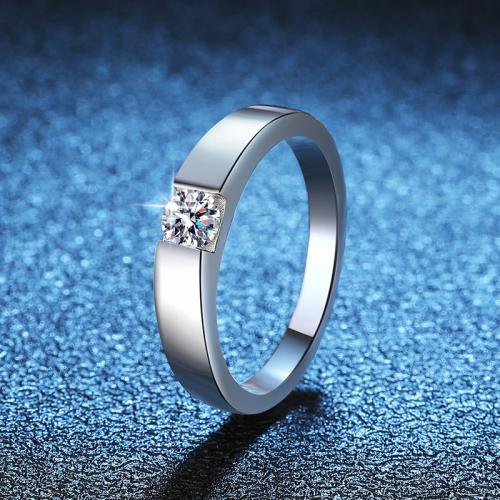 925 Sterling Silver Finger Ring, with Moissanite, platinum plated, different size for choice & for woman, US Ring Size:4.5-11, Sold By PC
