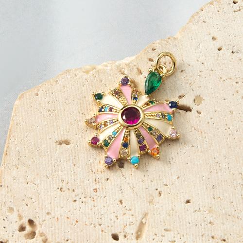 Cubic Zirconia Micro Pave Brass Pendant, Heart, plated, fashion jewelry & micro pave cubic zirconia & enamel, more colors for choice, nickel, lead & cadmium free, 19.80x5x27.56mm, Sold By PC