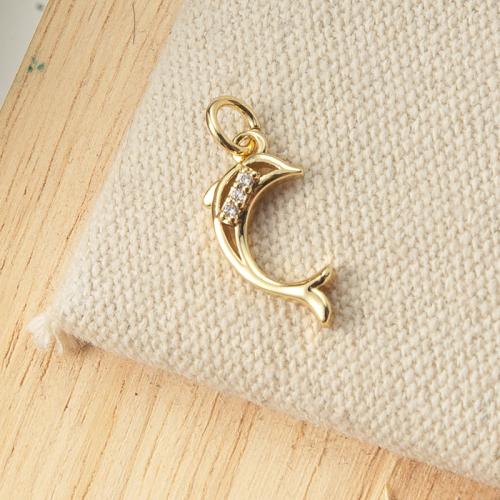 Rhinestone Brass Pendants, Dolphin, plated, fashion jewelry & with rhinestone, more colors for choice, nickel, lead & cadmium free, 8x2.50x18.85mm, Sold By PC