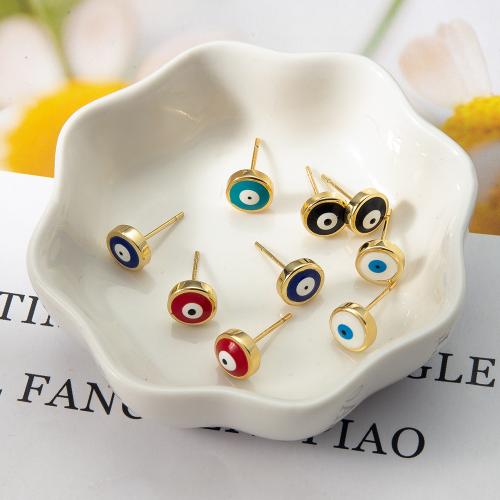 Evil Eye Earrings, Brass, plated, fashion jewelry & enamel, more colors for choice, nickel, lead & cadmium free, 8x15.20x8mm, Sold By Pair