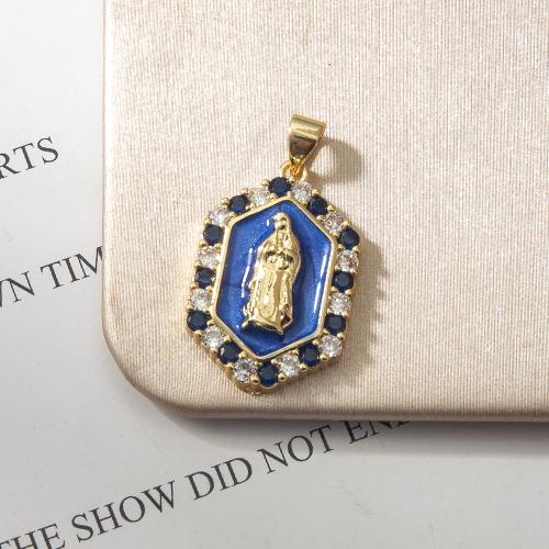 Cubic Zirconia Micro Pave Brass Pendant, plated, fashion jewelry & micro pave cubic zirconia & enamel, more colors for choice, nickel, lead & cadmium free, 16.70x4.53x29.63mm, Sold By PC