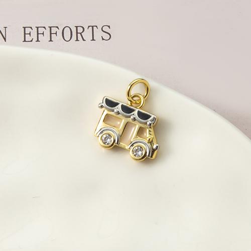 Cubic Zirconia Micro Pave Brass Pendant, plated, fashion jewelry & micro pave cubic zirconia & enamel, more colors for choice, nickel, lead & cadmium free, 14.10x2.70x15.50mm, Sold By PC