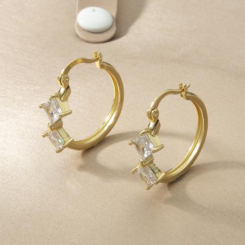 Brass Leverback Earring, plated, fashion jewelry & micro pave cubic zirconia, gold, nickel, lead & cadmium free, 23.90x8.25x25.10mm, Sold By Pair