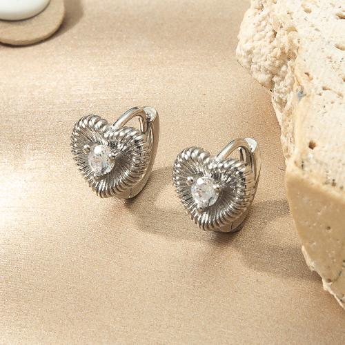 Brass Leverback Earring, Heart, plated, fashion jewelry & micro pave cubic zirconia, more colors for choice, nickel, lead & cadmium free, 9.85x12.30x10mm, Sold By Pair