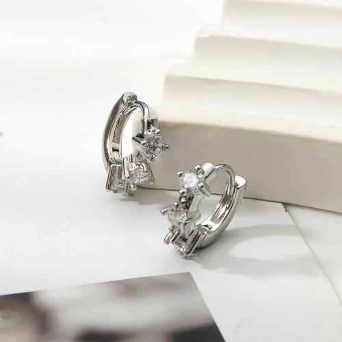 Brass Leverback Earring, plated, fashion jewelry & micro pave cubic zirconia, more colors for choice, nickel, lead & cadmium free, 4.30x13.60x12.50mm, Sold By Pair