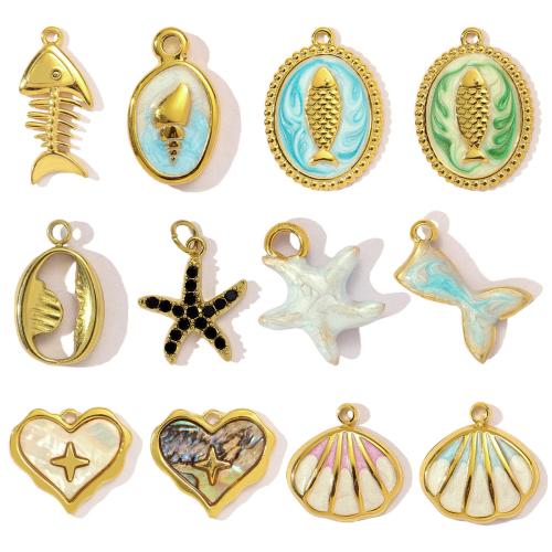 Stainless Steel Pendants, 304 Stainless Steel, gold color plated, DIY & enamel, more colors for choice, 3PCs/Bag, Sold By Bag