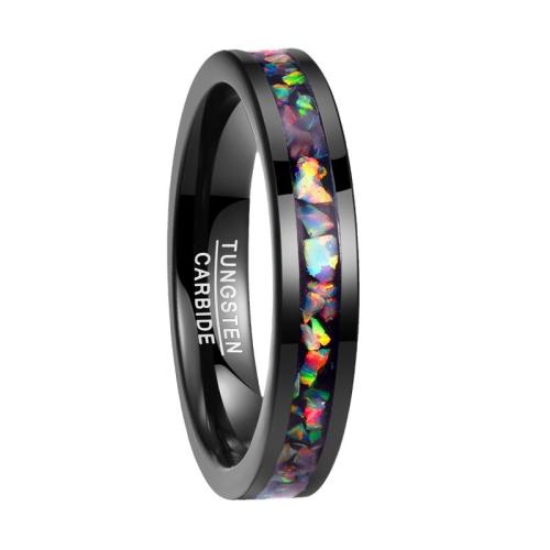 Tungsten Steel Ring for Men , with Opal, plated, fashion jewelry & different size for choice & for woman, black, Sold By PC