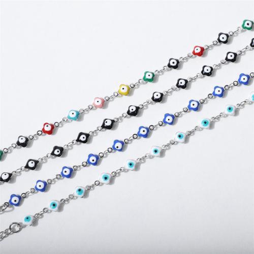 Evil Eye Jewelry Bracelet, 316L Stainless Steel, with 5cm extender chain, fashion jewelry & Unisex & enamel, more colors for choice, Length:17 cm, Sold By PC