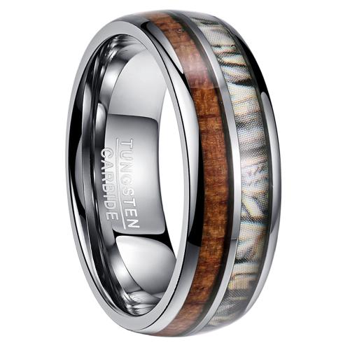 Tungsten Steel Ring for Men , with Wood & Acrylic, plated, fashion jewelry & different size for choice & for man, original color, Sold By PC