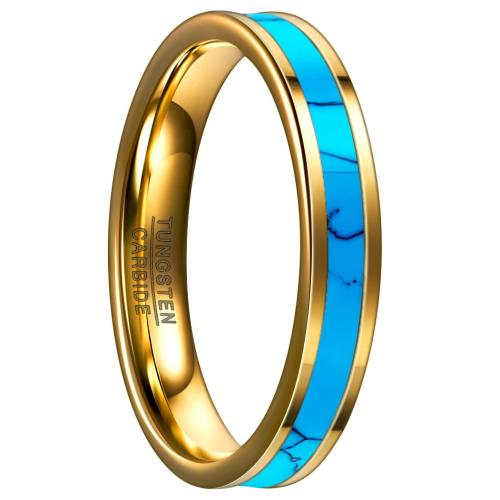 Tungsten Steel Ring for Men , with turquoise, plated, fashion jewelry & Unisex & different size for choice, golden, Sold By PC