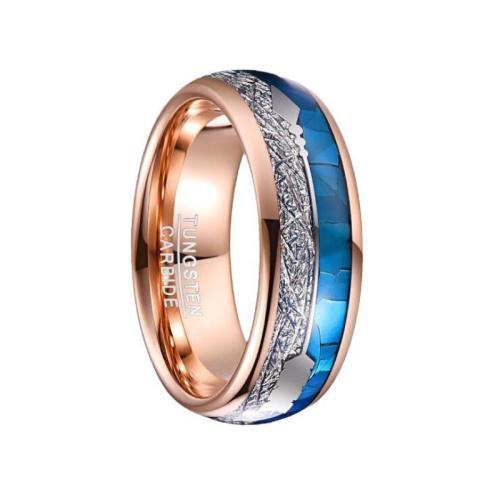 Tungsten Steel Ring for Men , with Shell, rose gold color plated, fashion jewelry & different size for choice & for man, wide:8mm, Sold By PC