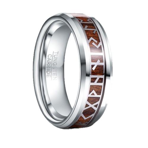 Tungsten Steel Ring for Men , with Wood, plated, fashion jewelry & different size for choice & for man, original color, wide:8mm, Sold By PC