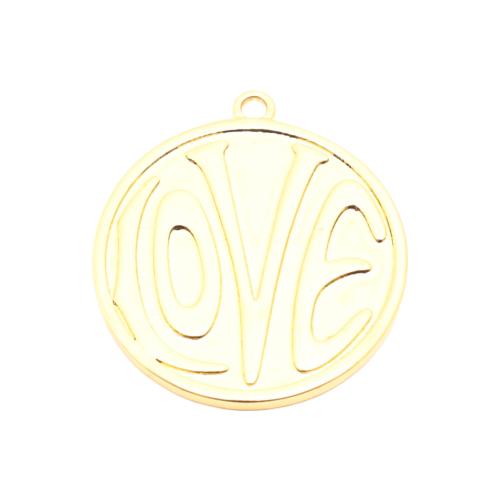 Brass Jewelry Pendants, Round, DIY, golden, 25x23x2mm, Sold By PC