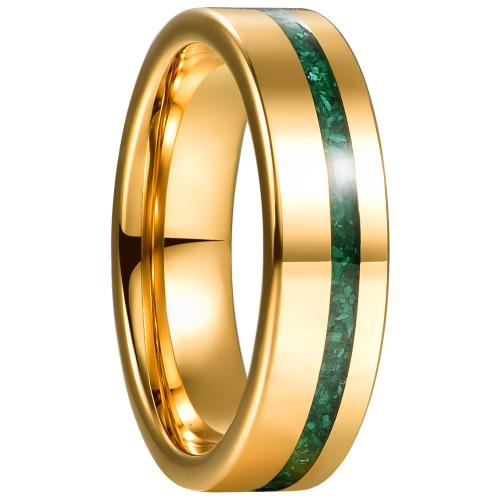 Tungsten Steel Ring for Men , with Malachite, plated, fashion jewelry & different size for choice & for man, golden, wide:6mm, Sold By PC