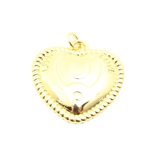 Brass Heart Pendants, DIY, golden, 24x23x4mm, Sold By PC