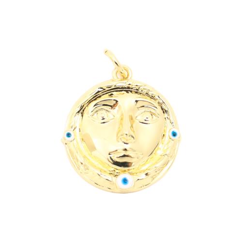 Evil Eye Pendants, Brass, Round, DIY & enamel, golden, 18x6x4mm, Sold By PC