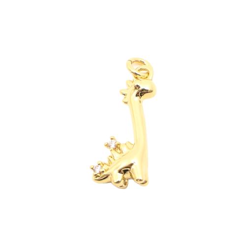 Cubic Zirconia Micro Pave Brass Pendant, Dinosaur, DIY & micro pave cubic zirconia, golden, 16x8x5mm, Sold By PC