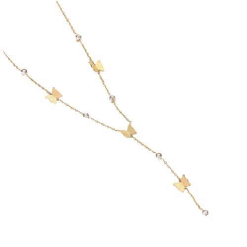 Titanium Steel Necklace, with Cubic Zirconia, plated, fashion jewelry & for woman, more colors for choice, Length:Approx 41 cm, Sold By PC