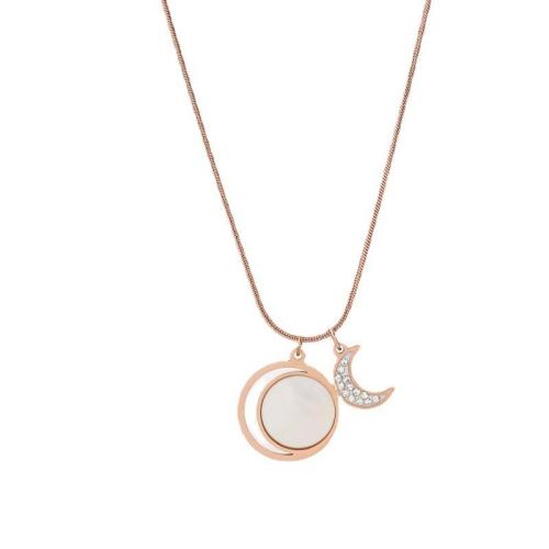 Titanium Steel Necklace, with Cubic Zirconia & Acrylic, plated, fashion jewelry & for woman, more colors for choice, Length:Approx 41 cm, Sold By PC