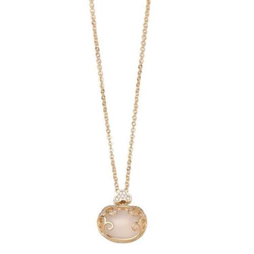 Titanium Steel Necklace, with Cats Eye, plated, fashion jewelry & for woman, golden, Length:Approx 41 cm, Sold By PC