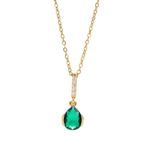 Titanium Steel Necklace, with Cubic Zirconia, plated, fashion jewelry & for woman, more colors for choice, Length:Approx 41 cm, Sold By PC