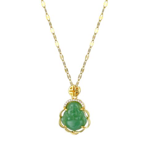 Titanium Steel Necklace, with Cubic Zirconia & Resin, plated, fashion jewelry & for woman, more colors for choice, Length:Approx 41 cm, Sold By PC