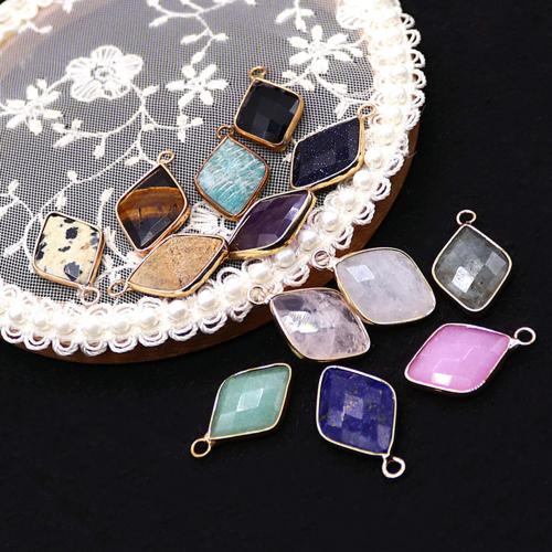 Edelstein Anhänger Schmuck, mit Messing, Rhombus, plattiert, DIY, keine, 15x25mm, verkauft von PC