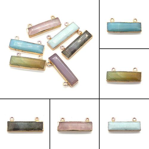Gemstone Connector, with Brass, Rectangle, plated, DIY, more colors for choice, 12x30mm, Sold By PC