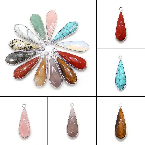 Bijoux Pendentifs en pierres gemmes, pierre gemme, avec laiton, larme, Placage, DIY, plus de couleurs à choisir, 12x38mm, Vendu par PC