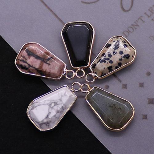 Gemstone Pendants Jewelry, with Brass, Trapezium, plated, DIY, more colors for choice, 19x25mm, Sold By PC