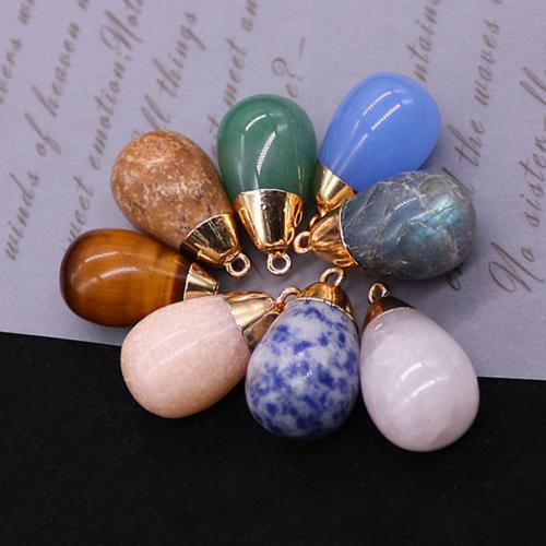 Gemstone Pendants Jewelry, with Brass, Teardrop, plated, DIY, more colors for choice, 15x29mm, Sold By PC