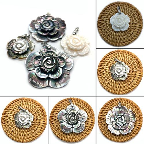 Stainless Steel Pendants, 304 Stainless Steel, with Shell, Flower, plated, DIY, more colors for choice, Sold By PC