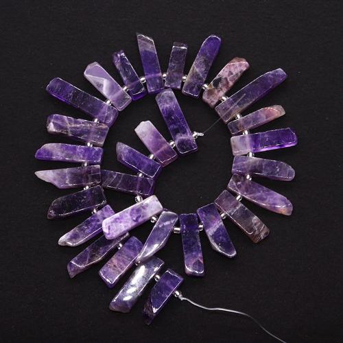 Natural Amethyst Beads, irregular, plated, DIY, purple, 10x30-10x45mm, Sold By Strand