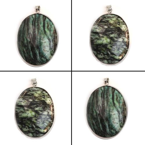 Brass Jewelry Pendants, Turquoise, with Brass, Ellipse, plated, DIY, mixed colors, 32x46mm, Sold By PC