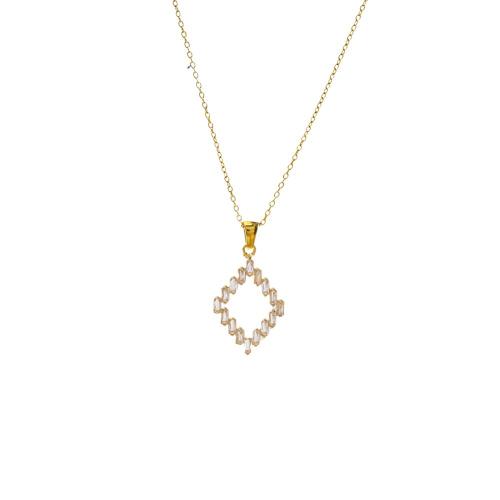 Stainless Steel Jewelry Necklace, 304 Stainless Steel, gold color plated, fashion jewelry & micro pave cubic zirconia, golden, Sold By PC