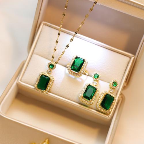 Tibetan Style Jewelry Set, with Glass, Geometrical Pattern, gold color plated, different styles for choice & for woman & with rhinestone, Sold By PC