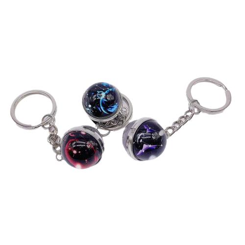 Glass Key Clasp, with Tibetan Style, Round, Unisex & different designs for choice & luminated, 100mm, Sold By PC
