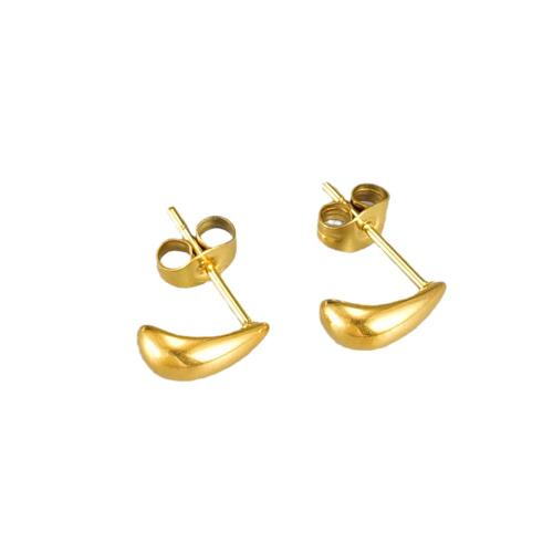 304 Stainless Steel Stud Earring, Teardrop, gold color plated, fashion jewelry & for woman, earring length 10-20mm, Sold By Pair