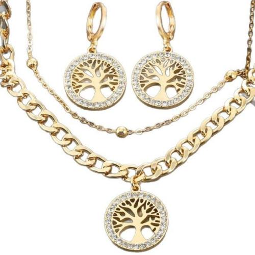 Tibetan Style Jewelry Sets, fashion jewelry & for woman & with rhinestone, golden, Sold By PC