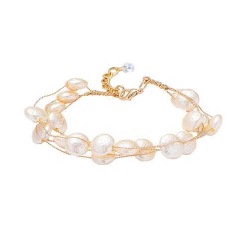 Brass Bracelet & Bangle, with ABS Plastic Pearl, plated, fashion jewelry & for woman, Sold By PC
