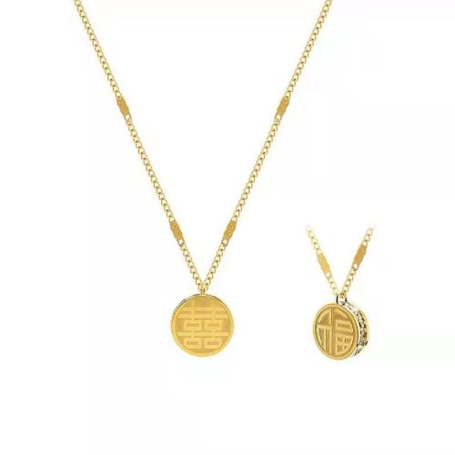 Titanium Steel Necklace, plated, fashion jewelry & for woman, golden, Length:Approx 41 cm, Sold By PC