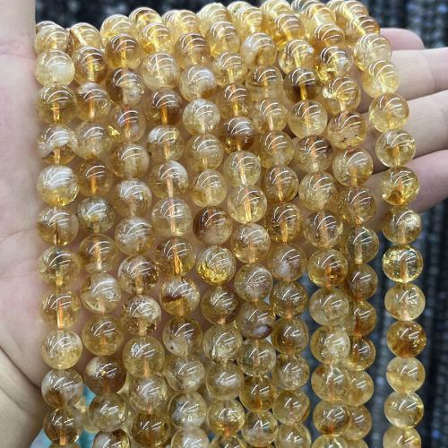 Citrine Beads, Round, DIY, yellow, 10mm, Sold Per 38 cm Strand