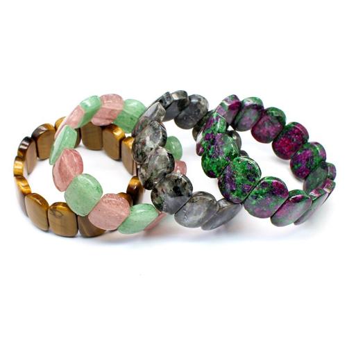 Gemstone Bracelets, fashion jewelry, more colors for choice, 11x16mm, Sold By PC
