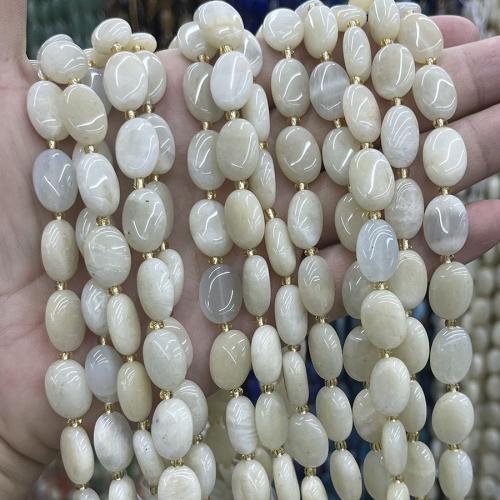 Natural Moonstone Beads, Ellipse, DIY, white, 10x14mm, Sold Per Approx 38 cm Strand