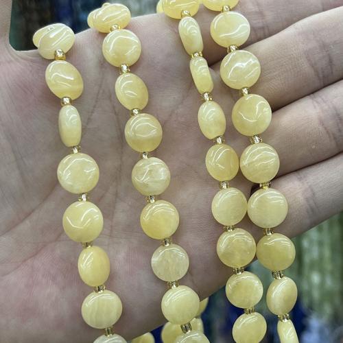 Natural Jade Beads, Pale Brown Jade, Disc, DIY, yellow, 10mm, Sold Per Approx 38 cm Strand