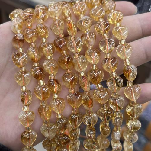Natural Citrine Beads, Heart, DIY, yellow, 10mm, Sold Per Approx 38 cm Strand