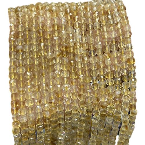 Natural Citrine Beads, Square, DIY, yellow, 4.60mm, Sold Per Approx 38 cm Strand