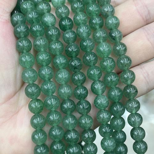 Natural Quartz Jewelry Beads, Strawberry Quartz, Round, DIY, green, 8mm, Sold Per Approx 38 cm Strand